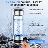 PHYFLOW Japan Technology 460ml Bouteille d'eau en verre riche en hydrogène Smart Touch Générateur d'eau Stand Batterie pour usage domestique en voiture