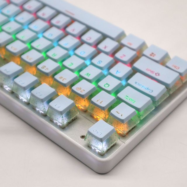 Crystal with Gold Foil Pudding Keycap 104keys ABS Pudding Keycaps for Mechanical Keyboard