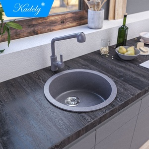 Évier de cuisine rond à cuve unique en quartz granit, style sous-plan, avec un seul trou, sans robinet - Product Image 6