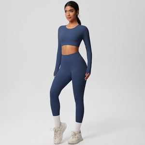 <span class=keywords><strong>Ensemble</strong></span> de sport de yoga maigre respirant pour femmes Leggings de gymnastique de fitness de grande taille avec coussin de soutien-gorge pour le travail de course ou les entraînements de gymnastique - Product Image 1