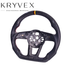 พวงมาลัย Kryvex สำหรับ Audi C8 B9.5 ทุกรุ่น ปี 2016-2026 ทำจากไม้พีชหุ้มหนัง + คาร์บอนไฟเบอร์ เย็บมือ - Product Image 5