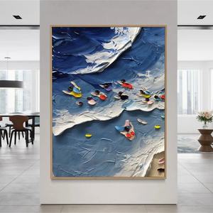 Peinture acrylique et à l'huile abstraite texturée 3D, nature morte, art mural en plâtre, toile faite à la main, décoration apaisante pour la maison et l'hôtel, prête à accrocher - Product Image 3