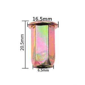 Metal <b>Rivet</b> <b>Nut</b> 6.5mm Diameter 20.5mm Length For Auto Fastening Repair Use - Product Image 1