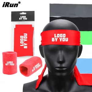 IRun Custom Logo Tennis Workout Run Fitness Krawatte Elastic Sports Ninja Stirnband mit Baumwolle Terry Armband