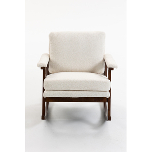 Fauteuil à bascule moderne en velours avec rembourrage doux et écologique, structure en bois, design capitonné pour la maison, le bureau et l'appartement - Product Image 6