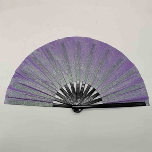 33CM Bambou Bling Tissu Rave Fan Dance Party Promotion Logo Personnalisé Ventilateur à Main Kungfu Ventilateur Pliant - Product Image 6