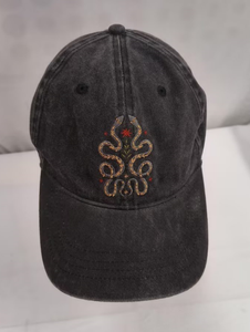 <b>Black</b> Embroidered <b>Baseball</b> <b>Cap</b> Denim Look Curved Brim Casual Adjustable Hat for Streetwear - Product Image 1