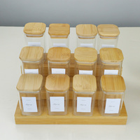 Bocal de conservation carré en verre borosilicate de 120 ml de qualité alimentaire avec couvercles hermétiques en bambou, options en plastique pour bonbons et aliments pour bébés