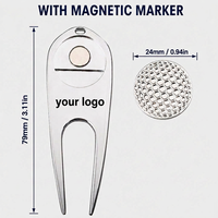 Outil de réparation de divots de golf personnalisé en alliage de zinc 79 mm avec marqueur de balle magnétique, logo gravé, accessoires cadeaux avec emballage, vente en gros OEM