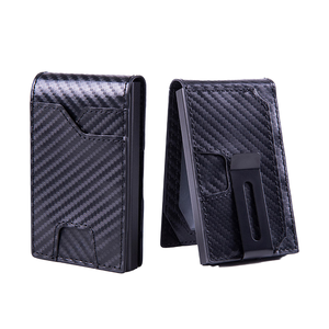 2025 RFID fibre de carbone mince à trois volets en cuir PU <span class=keywords><strong>porte</strong></span>-cartes hommes Smart noir portefeuille Apple pour AirTag pour <span class=keywords><strong>porte</strong></span>-monnaie de <span class=keywords><strong>carte</strong></span> de crédit - Product Image 2