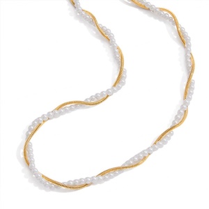 Collar de Cadena de Perlas de Oro Sólido de 14k y 18k, de Acero Inoxidable, Moderno y Resistente a la Decoloración, para Mujer - Product Image 5