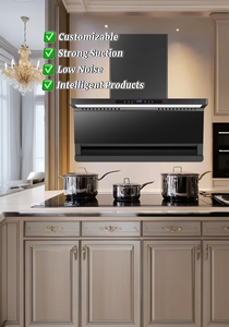 Cappa Aspirante da Cucina a Parete a Forma di 7 con Motore, Alloggiamento in Vetro Temperato, Uso Domestico, Grande Potenza di Aspirazione - Product Image 6