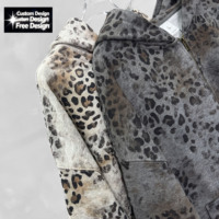 Vêtements pour hommes Y-X, sweat-shirt sportif en molleton français 360 g/m², vêtements pour hommes, poids lourd, style old school, imprimé léopard, sweat-shirt à fermeture éclair