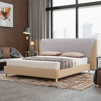 Ensemble de meubles de chambre d'hôtel 3-4 étoiles de style Mid-Century, lit double king size en bois de pin et velours, durable et écologique, pour salon