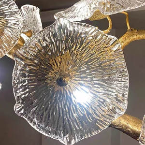 โคมไฟระย้าแก้วคริสตัลติด<span class=keywords><strong>เพดาน</strong></span> LED ทรงใบบัวโคมไฟระย้าทันสมัยสำหรับเพดานสูงตกแต่งโรงแรมวิลล่าแบบกำหนดเองได้ - Product Image 6