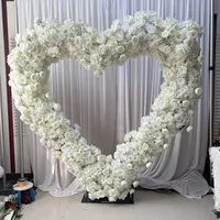 2M/2.4M Witte Rozen Hartvormige Bloemstukken Bruiloft Achtergrond Boog Banket Evenement Podium Ceremonie Decoratie
