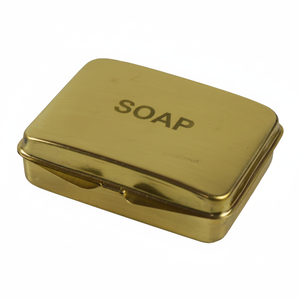 Jabonera chapada en oro de diseño, forma redonda, jabonera Metal de latón y de gran tamaño, accesorios de baño y cocina, jaboneras - Product Image 1