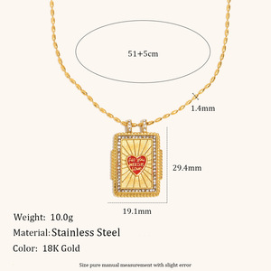 ファッションエナメルタロットペンダントネックレス ジルコニアがちりばめられた金メッキステンレススチールジュエリー - Product Image 4