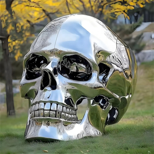 Hiện đại ngoài trời trừu tượng thép không gỉ Skeleton tượng tùy chỉnh nhà máy kim loại nghệ thuật điêu khắc SỌ thiết kế - Product Image 6