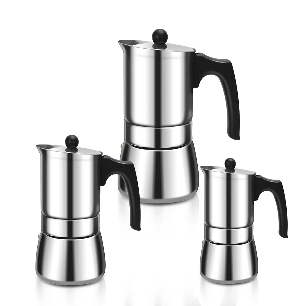 Keluaran baru grosir Pot kopi Moka Supplier cafeera Italiana Portable Stainless Steel Moka Pot pembuat kopi Espresso