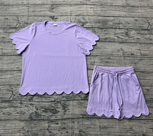 GSSO3199, vêtements pour femmes adultes en coton, imprimé uni violet personnalisé, vente en gros, boutique, ensemble de sport - Product Image 1