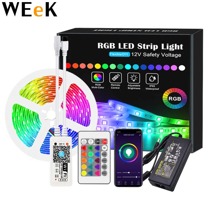 Akıllı LED şerit ışıkları 16.4ft WiFi LED ışıkları çalışma Alexa ve Google asistan ile parlak 5050 LEDs 16 milyon renk ile app