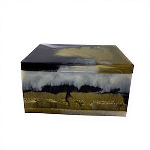 กล่องเรซิ่นฝังลาย TIME 2 DECOR แบบพิเศษ - ปรับแต่งขนาด/สี/ดีไซน์ได้  งานฝีมือดั้งเดิม รูปทรงสี่เหลี่ยมผืนผ้าลายดอกไม้ สำหรับงานแต่งงาน - Product Image 1