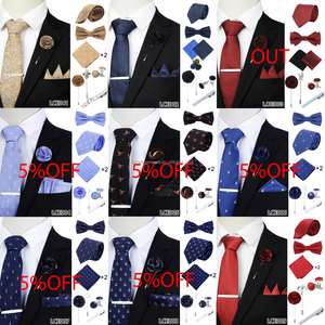Set da <span class=keywords><strong>uomo</strong></span> cravatta classica in poliestere con papillon fazzoletto <span class=keywords><strong>gemelli</strong></span> da cravatta formale - Product Image 6