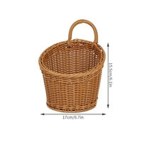 Panier suspendu en rotin tressé avec poignée, organisateur de rangement rustique style ferme, panier mural portable suspendu