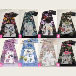 Mesh Floral <strong>Sequin</strong> Embroidery Beaded Layered Leaf Pattern Embroidered Polyester Fabric 130cm Width Fashion Dress Cheongsam - Product Image 2