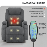 Fauteuil de massage chauffant à 8 points de vibration, avec porte-gobelets USB Type-C en acier inoxydable, canapé individuel pour personnes âgées