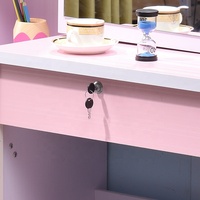 Coiffeuse rose en bois avec miroir et lumières, petit meuble de rangement nordique pour chambre à coucher, prix abordable, pour filles
