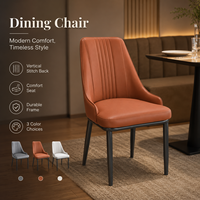 Chaises de salle à manger à coutures parallèles, base conique audacieuse et dossier à coutures pour restaurant, table familiale et café