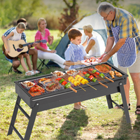 Accessoires de Camping : Barbecue Pliant Portable au Charbon, Léger, pour Pique-niques, Jardin, Plage et Fêtes en Extérieur