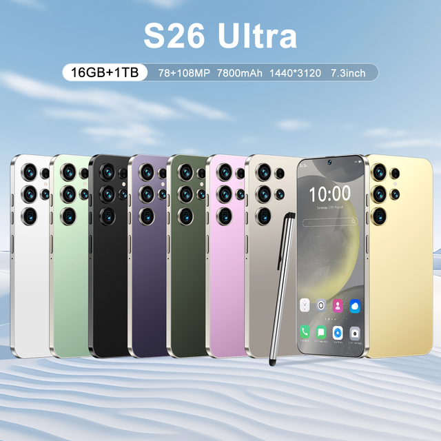 Factory Direct S26 Ultra Android Smartphone Deca Core HD Display LTE/CDMA 108MP Beauty Camera Multi-Language