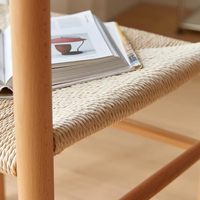 Chaise Kering en bois massif avec corde tressée, chaise de salle à manger moderne, design nordique, pour la maison, l'appartement, l'extérieur, les cafés, mobilier décontracté pour la maison