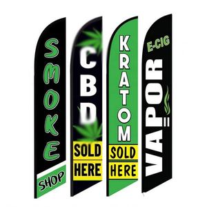 ธงขนนกสำหรับร้านขายอุปกรณ์สูบบุหรี่แบบกำหนดเอง 110gsm ผ้าโพลีเอสเตอร์ถักกันน้ำ พิมพ์ด้านเดียว ธงโฆษณาชายหาดสำหรับใช้งานกลางแจ้ง - Product Image 1