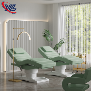 Cama de Belleza Eléctrica de Lujo con Base Luminosa de Acero Inoxidable Dorado, 3 Motores, Control de Pie, Cama de Masaje Facial para Salón de Belleza - Product Image 2