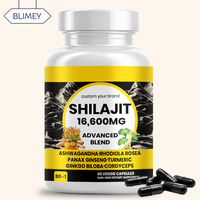 Suplemento Herbal de Marca Privada, Complejo de Shilajit, Musgo Marino, Ashwagandha, Cápsulas de Resina, 60 Cápsulas, Certificado GMP para Adultos
