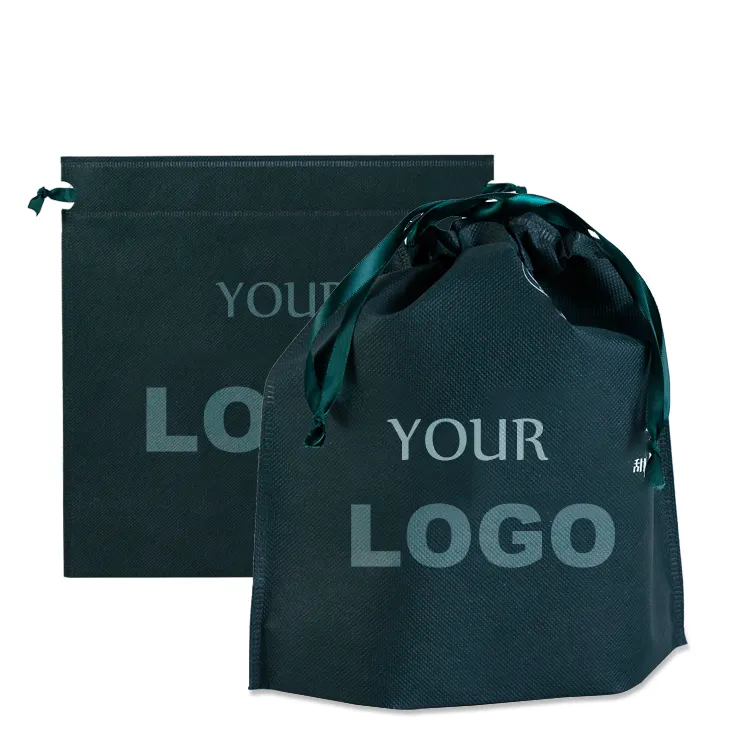 Bolso de compras biodegradable con cordón, bolsa no tejida con logotipo personalizado, venta al por mayor