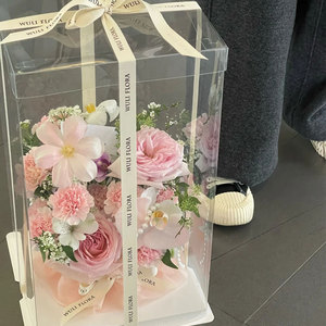 Ngày Valentine Quảng Trường Hiện Nay Hộp Trong Suốt Toàn Cảnh Hiển Thị Florist Bánh Bao Bì Hộp Quà Tặng Cho Hoa Bánh - Product Image 2