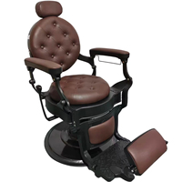 Fauteuil de Barbier Vintage Marron avec Pompe Hydraulique Robuste, Cuir Synthétique, Pivotant/Inclinable à 360 Degrés, Style Européen pour Hommes