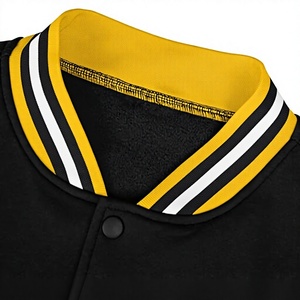 High Quality Eco-friendly Vintage Black Bomber <b>Jacket</b> for <b>Men</b> Women Yellow <b>White</b> Trim Button Closure Regular Fit Winter Casual - Product Image 4