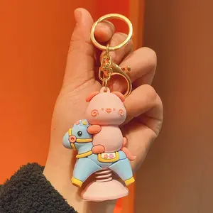 High Quality Hot Selling Design Customized 3D Cute Animals Plastic PVC Key Chains For Bags