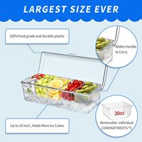 Plateau à 5 compartiments avec couvercle, fourchette et pince pour bar, salade de fruits, condiments, plateau à salade compartimenté
