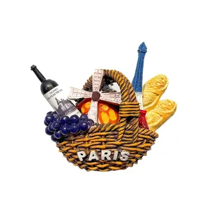 Europe France Tour Eiffel Pain Français <span class=keywords><strong>Paris</strong></span> Aimant de Réfrigérateur 3D en Forme de Panier Souvenirs Touristiques Autocollants Magnétiques - Product Image 5