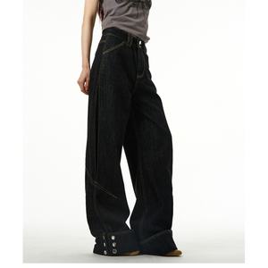 กางเกงยีนส์ทรงบอยเฟรนด์สีดำดิบสไตล์วินเทจ Y2K ผ้าฝ้าย 100% สำหรับผู้หญิง แฟชั่นใหม่สั่งตัดได้ - Product Image 4