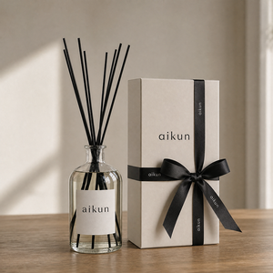 Aikun Small Batch 1000ml Round Glass Long Lasting <b>Reed</b> <b>Diffuser</b> with Any Scent Printed Logo Ivory Bow Gift Box for Online Seller - Product Image 1