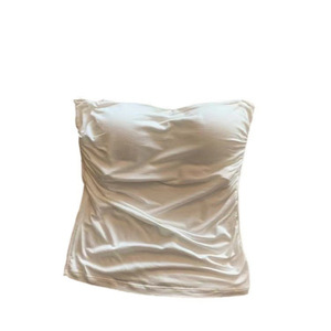 Corsé plisado elegante para la cintura - Top corto sexy sin mangas con tirantes finos, soporte suave y almohadillas fijas en el pecho, color liso - Product Image 3