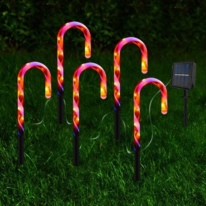 Décoration de Noël <span class=keywords><strong>solaire</strong></span> en forme de canne à sucre avec lumière LED, étanche IP65, pour jardin, passage, cour, pelouse - Product Image 6